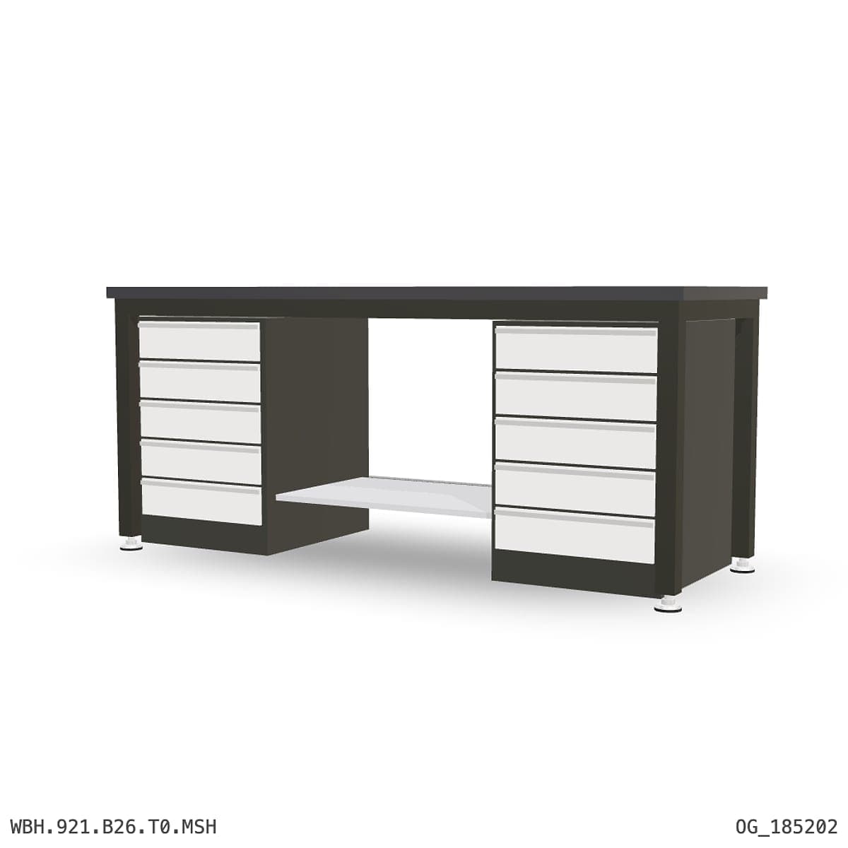 Heavy Duty Workbench 2100mm — 3mm Mild Steel (Heavy), under-bench storage by OPIE Manufacturing Group