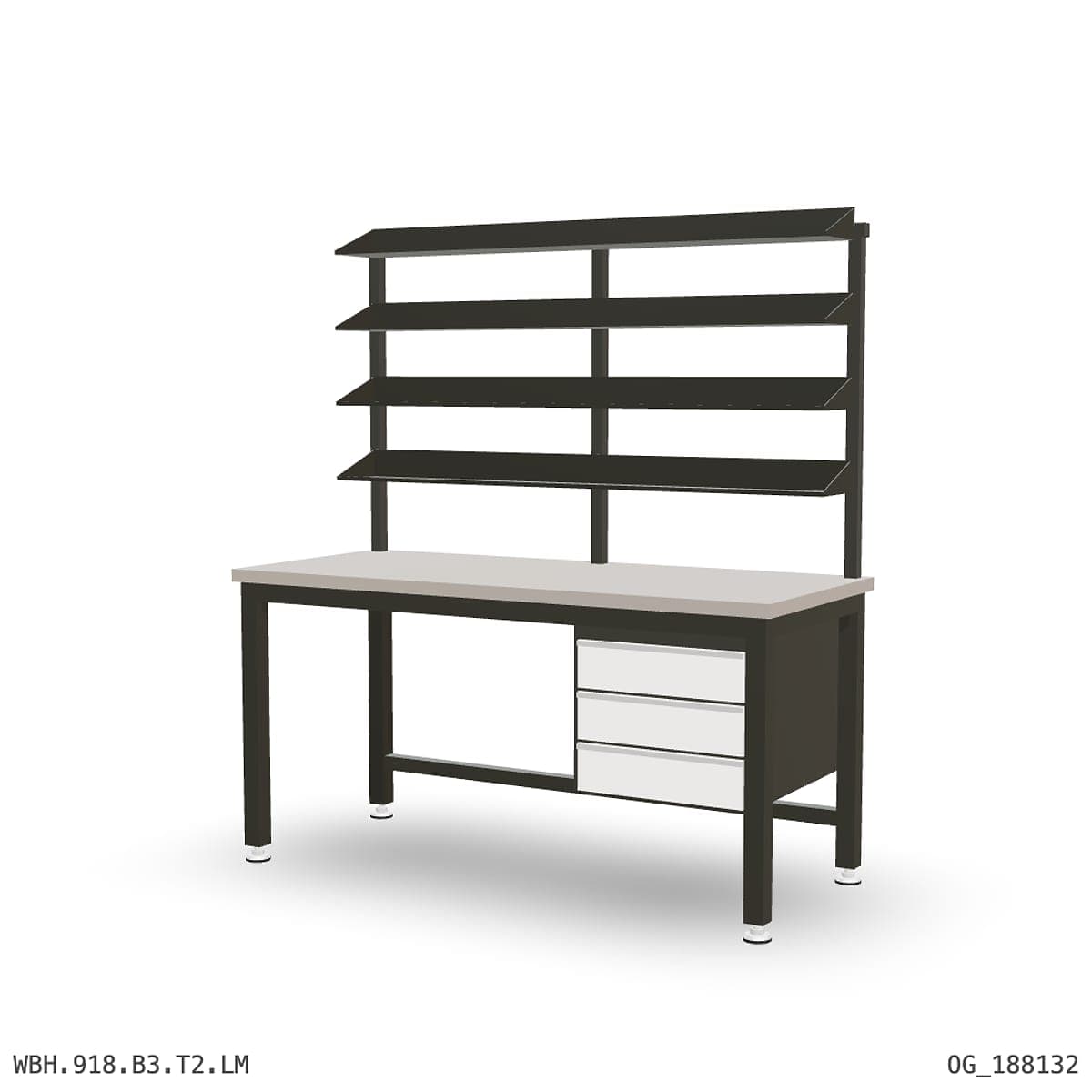 Heavy Duty Workbench 1800mm — Laminated Timber (42mm HDF), under-bench storage + overhead shelving by OPIE Manufacturing Gro…