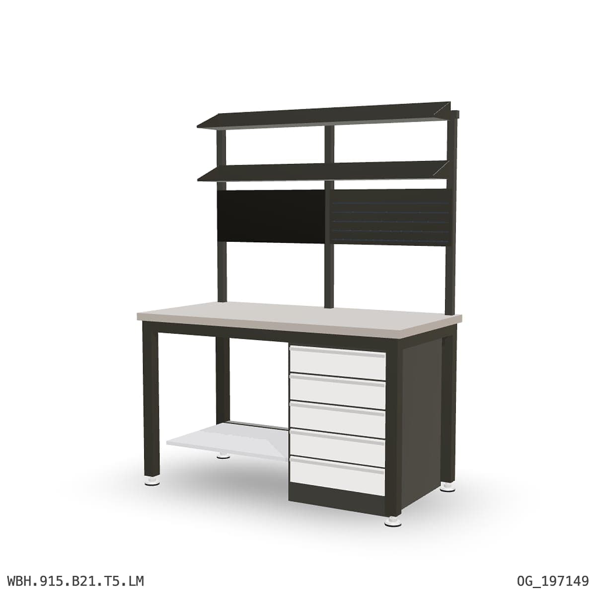 Heavy Duty Workbench 1500mm — Laminated Timber (42mm HDF), under-bench storage + overhead shelving by OPIE Manufacturing Gro…
