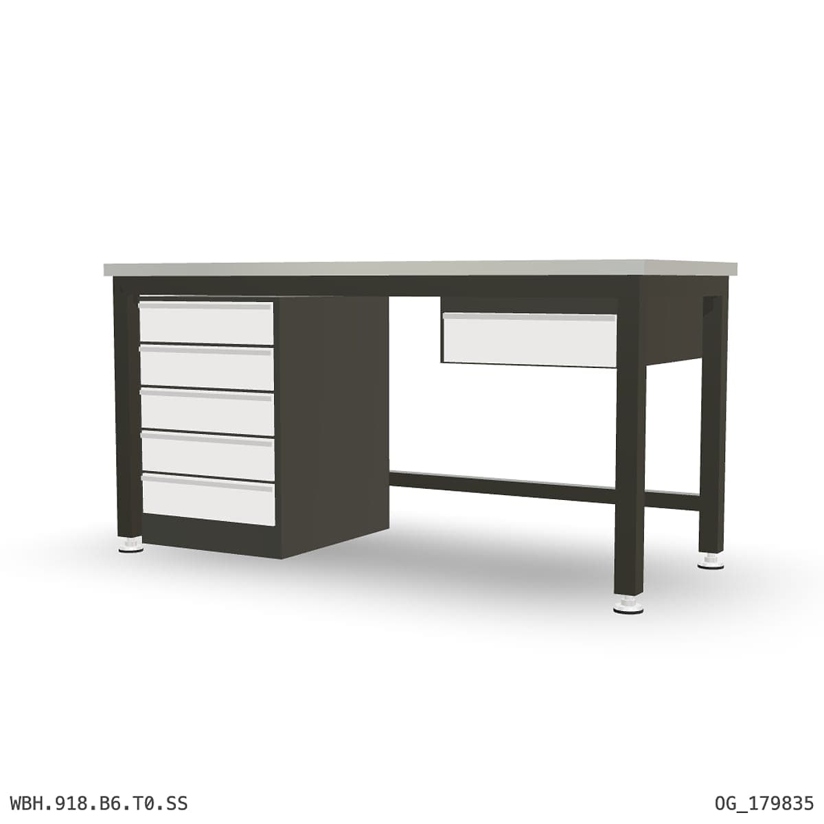 Heavy Duty Workbench 1800mm — Stainless Steel (1.2mm 304), under-bench storage by OPIE Manufacturing Group
