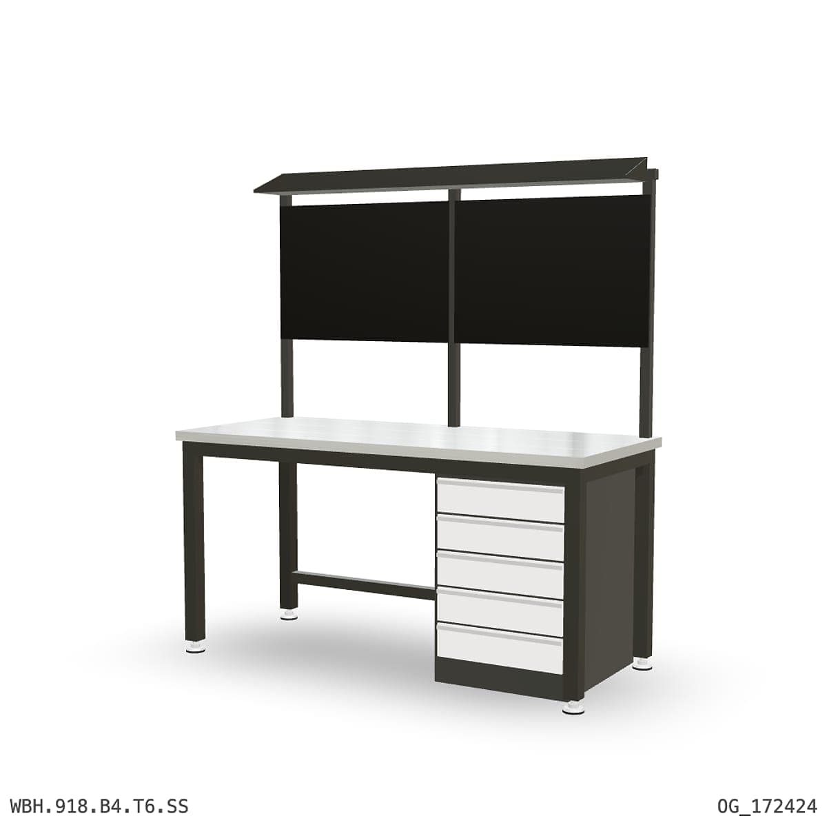 Heavy Duty Workbench 1800mm — Stainless Steel (1.2mm 304), under-bench storage + overhead shelving by OPIE Manufacturing Gro…