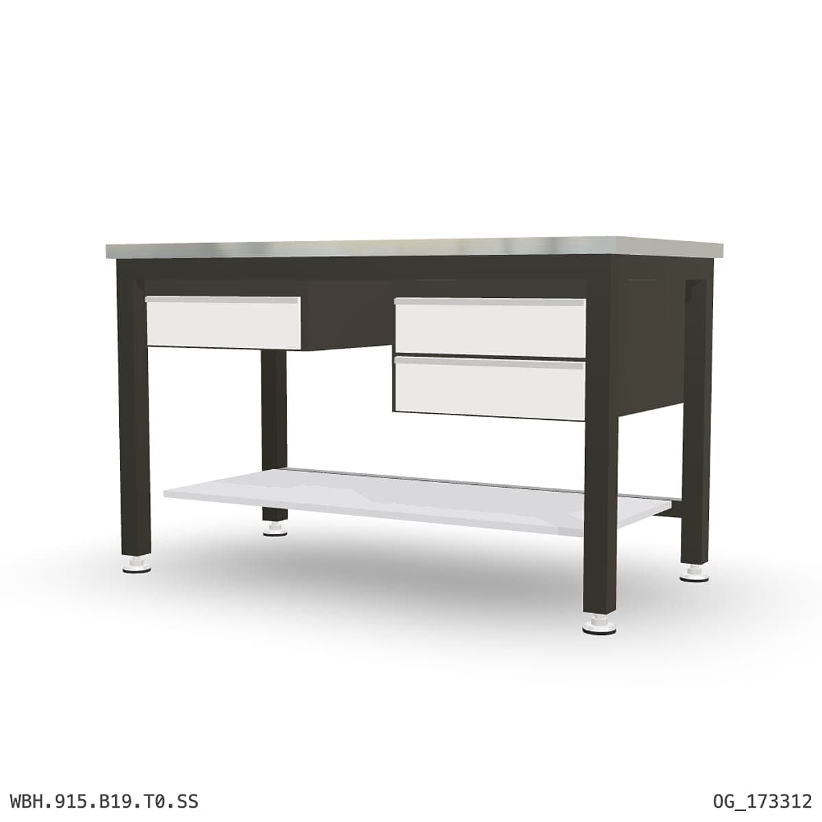 Heavy Duty Workbench 1500mm — Stainless Steel (1.2mm 304), under-bench storage by OPIE Manufacturing Group