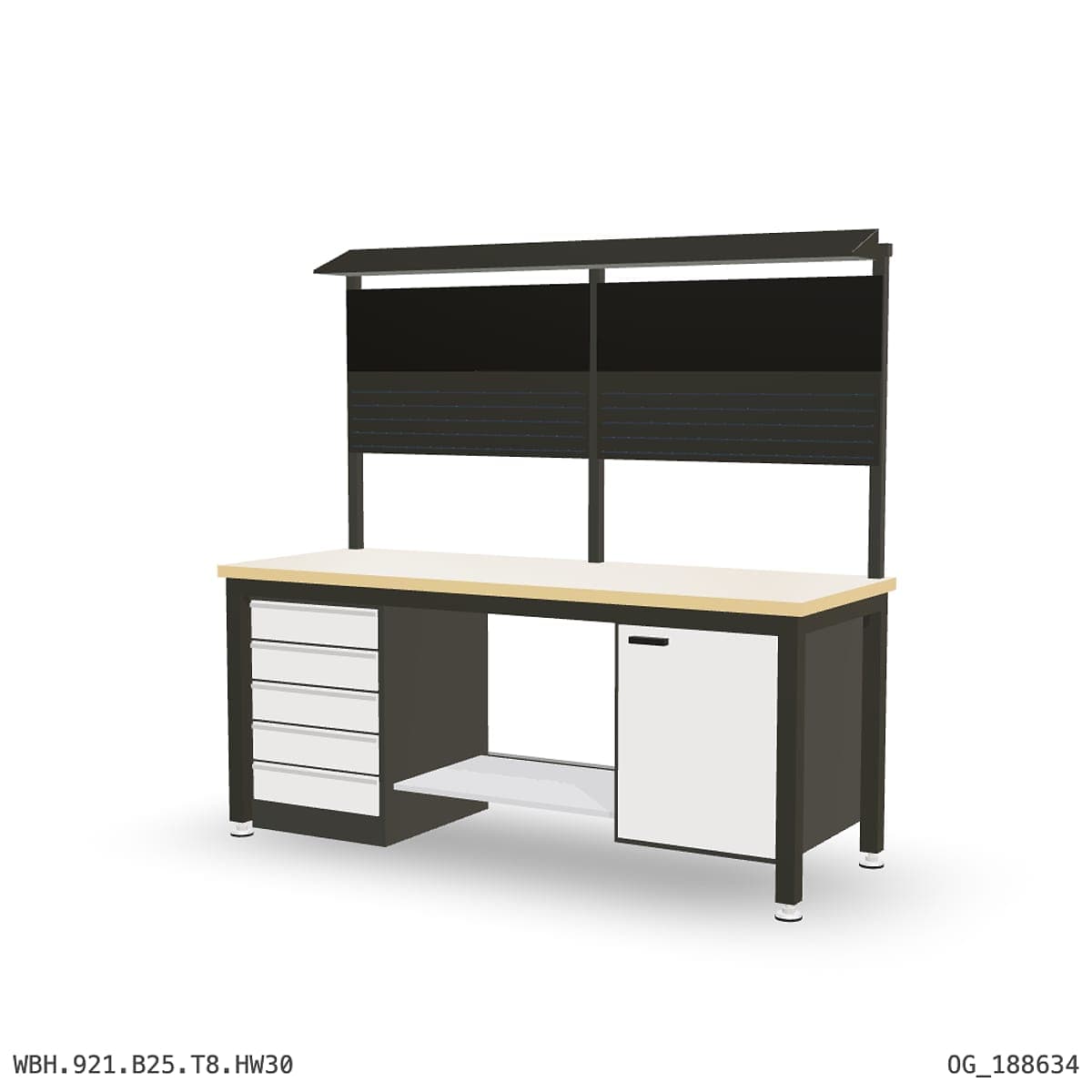 Heavy Duty Workbench 2100mm — Hardwood Oak 30mm, under-bench storage + overhead shelving by OPIE Manufacturing Group