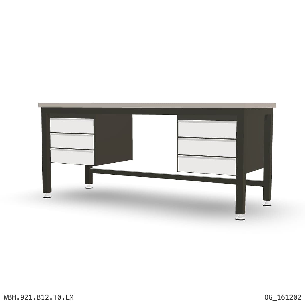 Heavy Duty Workbench 2100mm — Laminated Timber (42mm HDF), under-bench storage by OPIE Manufacturing Group