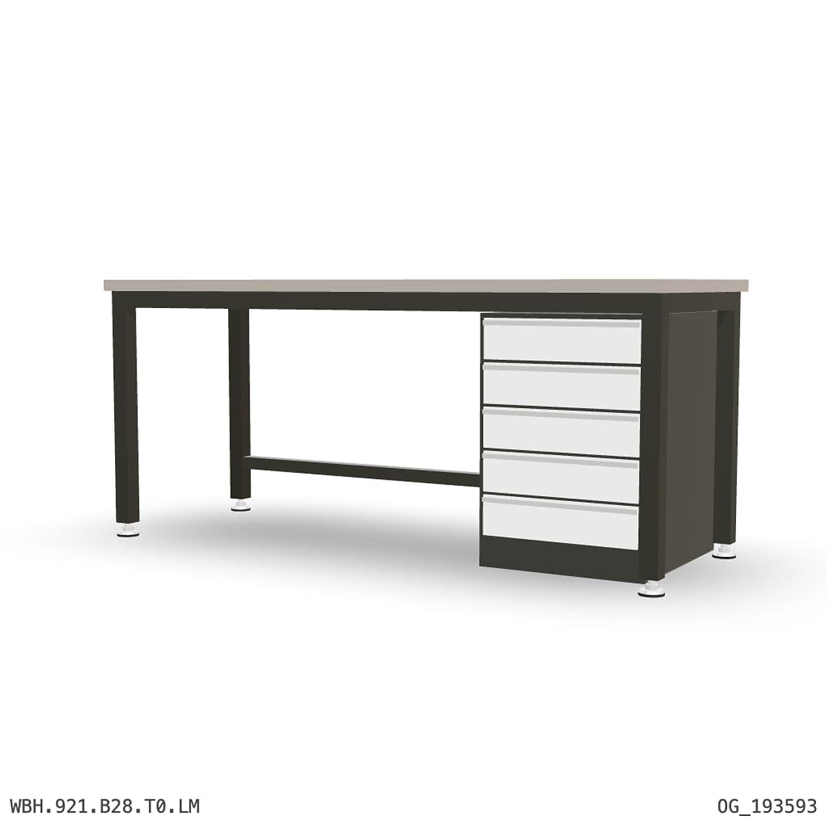 Heavy Duty Workbench 2100mm — Laminated Timber (42mm HDF), under-bench storage by OPIE Manufacturing Group